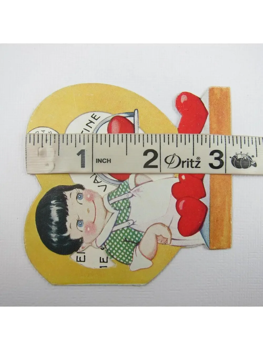 Vintage Valentine Boy Butcher Weigh Scale Red Hearts Die Cut  Bifold Window Card
